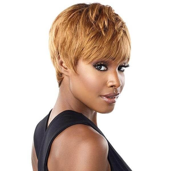 Short Pixie Brown with Blonde Highlights Lace Front Wig Human Hair