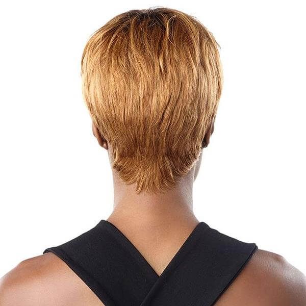 Short Pixie Brown with Blonde Highlights Lace Front Wig Human Hair
