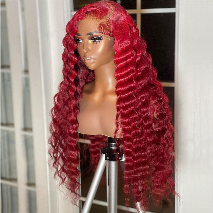 Red Color Loose Deep Wave HD Lace Front Wig 13×4/13x6 Skin Melt HD Glueless Frontal Wig