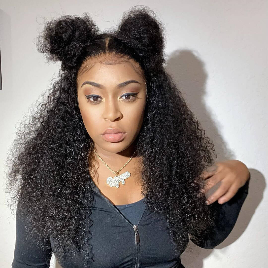 150% Density Curly Human Hair Virgin Brazilian Hair 360 Frontal Wig
