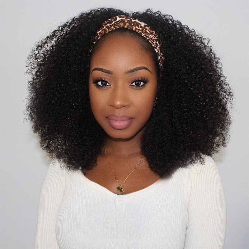 African Kinky Curly Human Hair Easy Install Headband Wig