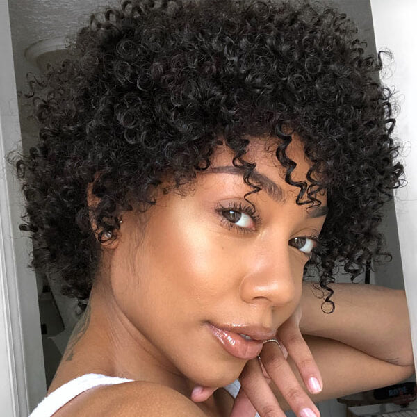 Short Curly Bob Natural Color Lace Front Wig Human Hair