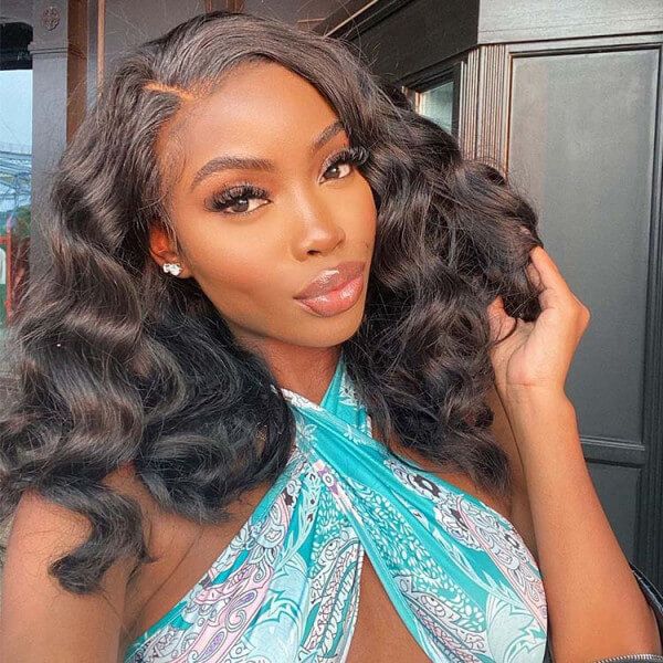 Short Bob Loose Deep Wave Human Hair Lace Frontal Wigs 150% Density