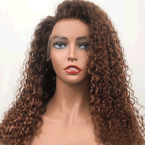 Loose Curls Caramel Highlights Lace Front Wig Human Hair