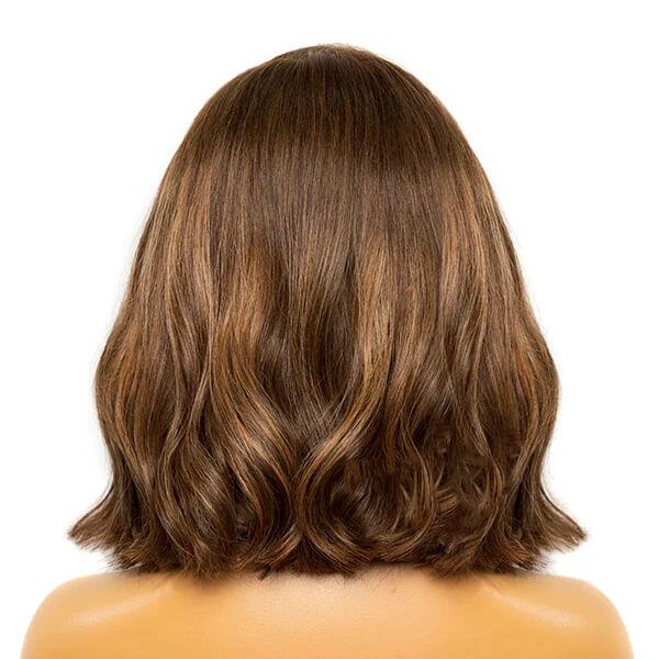 Side Part Bob Wig Human Hair 13x6 Lace Front Auburn Brown Human Hair
