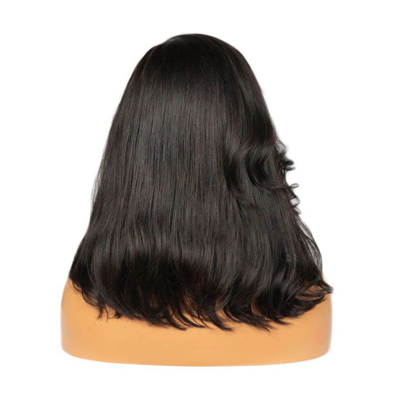 13x6 Lace Front Wig Side Part Bob Wig Natural Color Human Hair