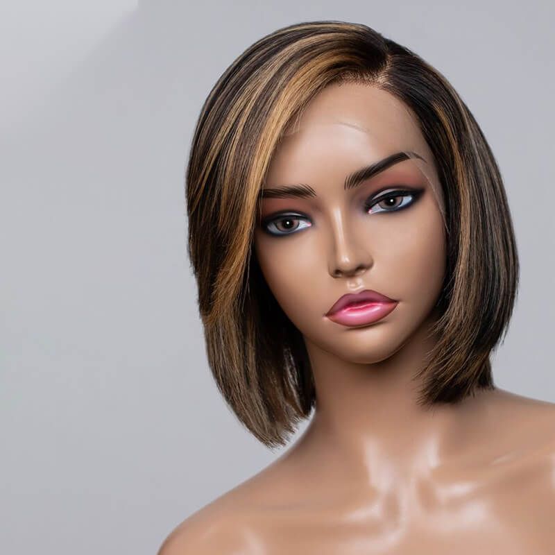 Designer Blonde Highlights Layered Cut Wig Lace Front Wig Human Hair