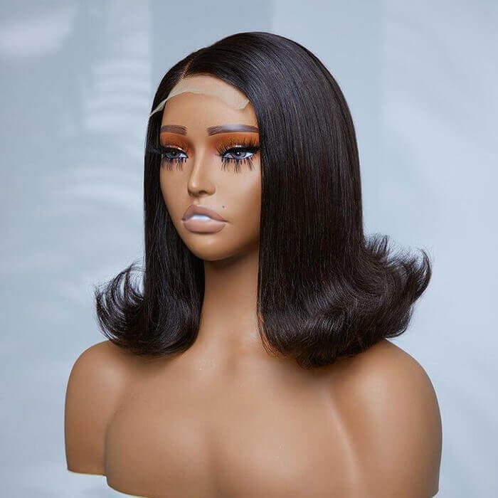 Natural Black Color Pre-plucked Lace Front Wig