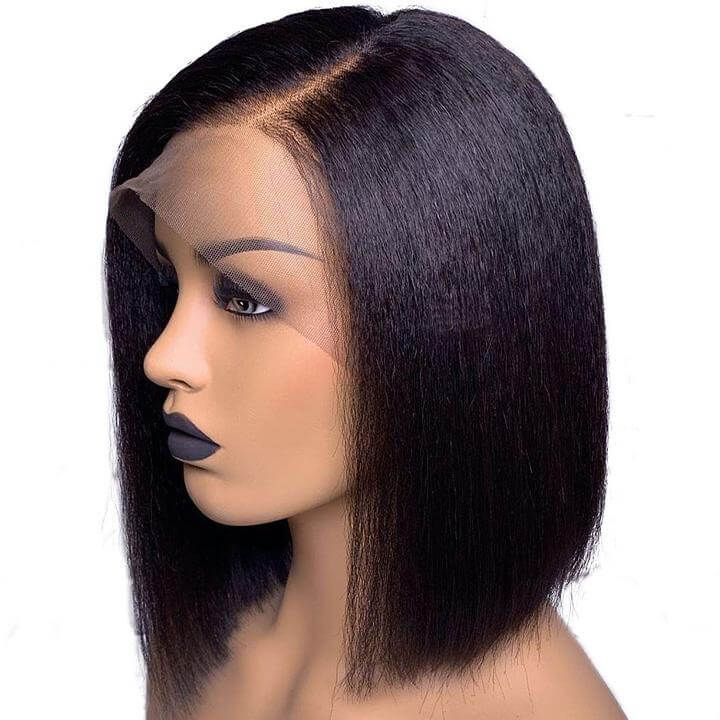 13x4 Kinky Straight Lace Frontal Bob Wigs Yaki Human Hair Wigs