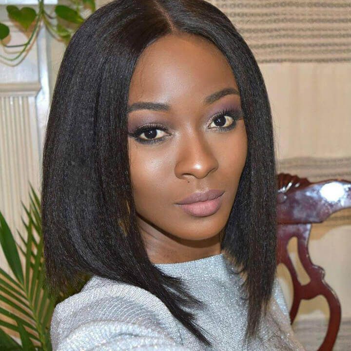 13x4 Kinky Straight Lace Frontal Bob Wigs Yaki Human Hair Wigs