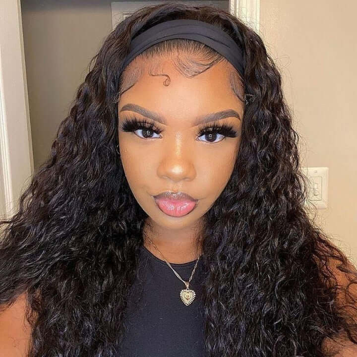 100% Brazilian Hair Glueless Headband Wigs Human Hair Water Wave Wigs