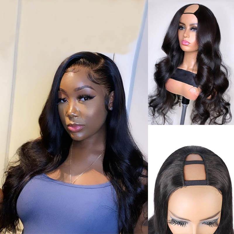 Body Wave Undetectable Brazilian Human Hair U-Part Wig 150% Density