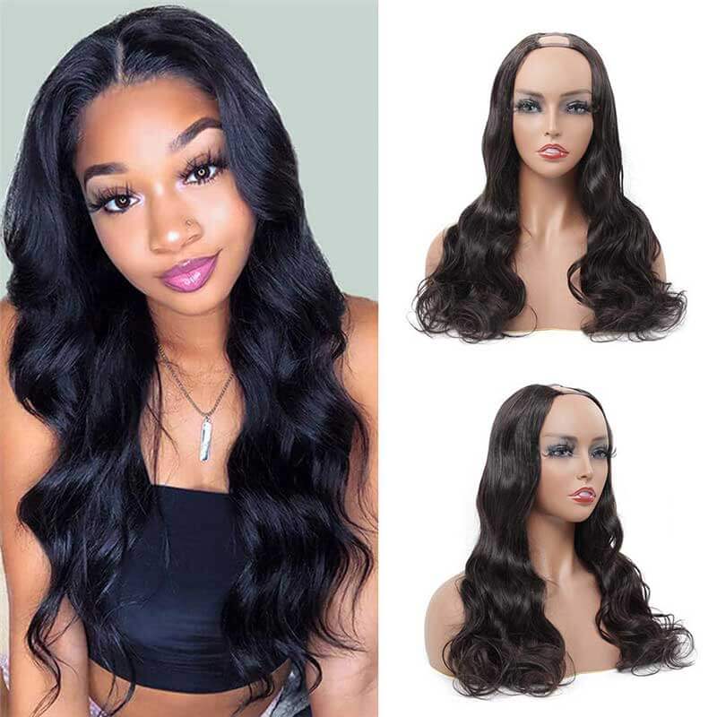 Body Wave Human Hair Affordable U-Part Wig 150% Density 100% Virgin Hair