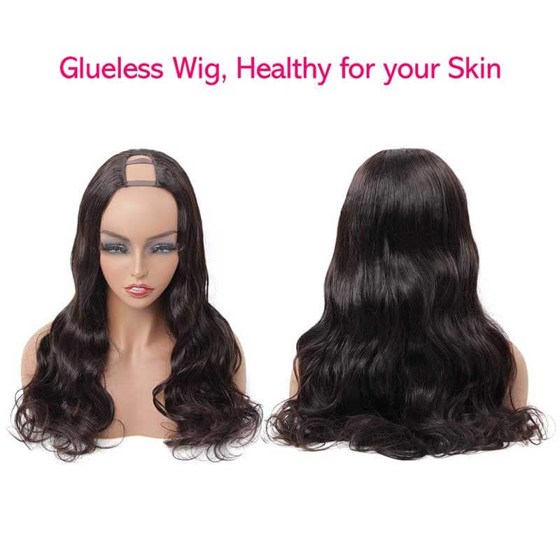 Body Wave Human Hair Affordable U-Part Wig 150% Density 100% Virgin Hair