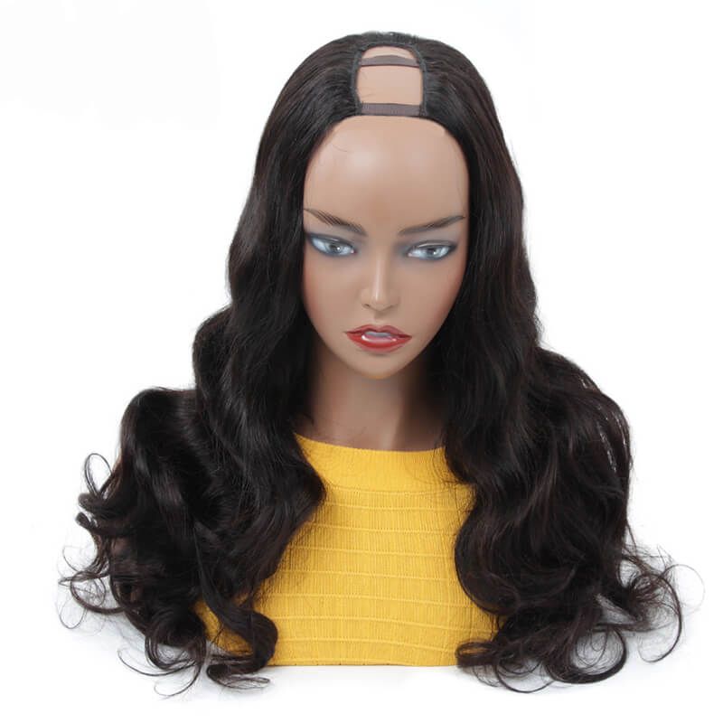 Affordable Human Hair U-Part Wavy Wig Quick & Easy Install