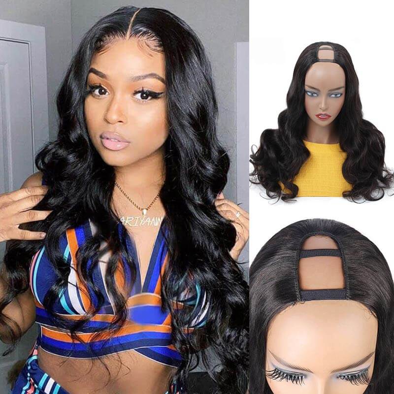 Affordable Human Hair U-Part Wavy Wig Quick & Easy Install