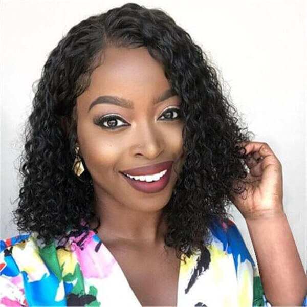 150% Density Bob Water Wave Virgin Human Hair Wigs 4x4 Lace Closure Wigs