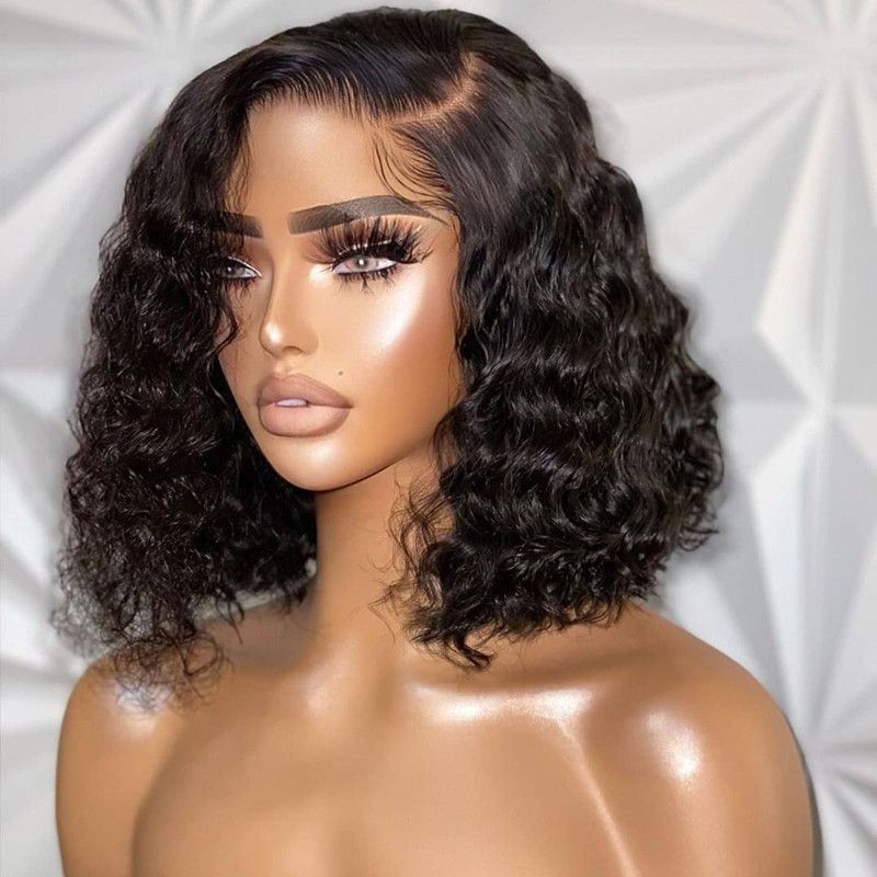 Water Wave Bob Wig Glueless Lace Front Wig Human Hair