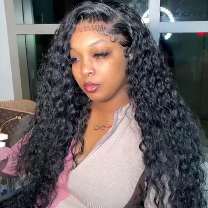 13X4 HD Undetected Transparent Swiss Lace Front Wig Brazilian Water Wave Human Hair Wigs