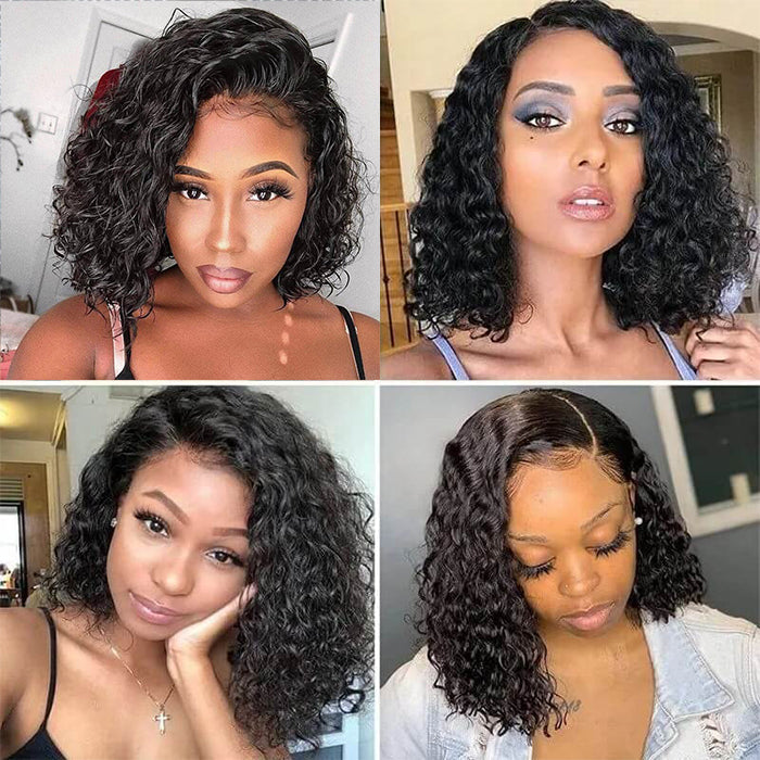 Water Wave Bob Wig Human Hair Pre Plucked Glueless Lace Front Wig 100% Virgin Human Hair Wigs