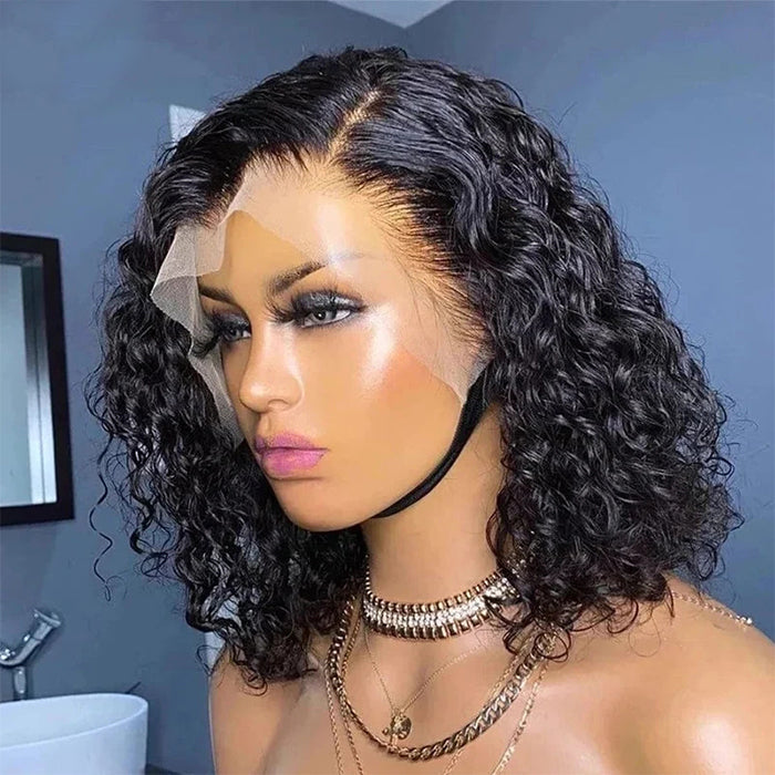 Water Wave Bob Wig Human Hair Pre Plucked Glueless Lace Front Wig 100% Virgin Human Hair Wigs