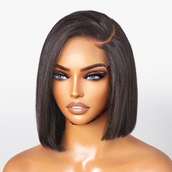 Asymmetric Bob Minimalist HD Lace Glueless C Part Short Wig 100% Human Hair