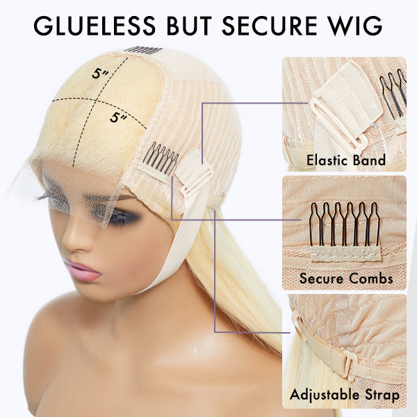 Blonde 613 Layered Cut Glueless 5x5 Closure Undetectable HD Lace Wig 100% Virgin Human Hair