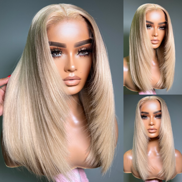 Blonde 613 Layered Cut Glueless 5x5 Closure Undetectable HD Lace Wig 100% Virgin Human Hair