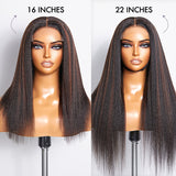 Highlight Kinky Straight Mid Part Glueless 5x5 Closure Undetectable HD Lace Wig