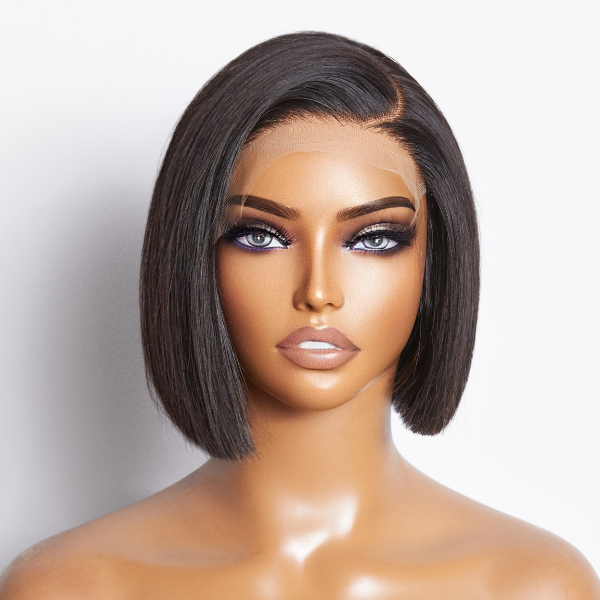 Put On & Go Blunt Cut Straight Bob Minimalist HD Lace Glueless C Part Wig