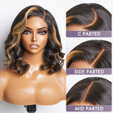 Blonde Mix Loose Wave 5x5 Closure HD Lace Glueless Side Part Short Wig