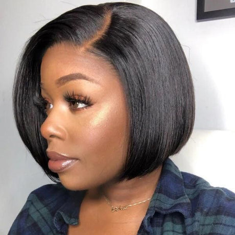 Put On & Go Blunt Cut Straight Bob Minimalist HD Lace Glueless C Part Wig