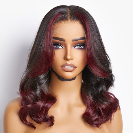 Dark Red Highlight Loose Wave Glueless 5x5 Closure HD Lace Wig