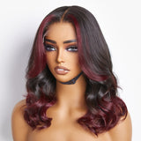 Dark Red Highlight Loose Wave Glueless 5x5 Closure HD Lace Wig