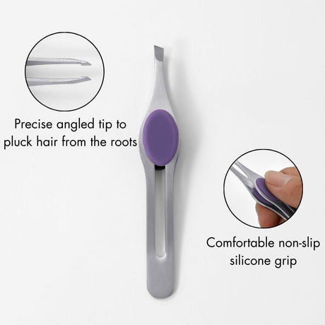 1pc Professional Tweezers Non-Slip Silicone Grip for Hair plucking