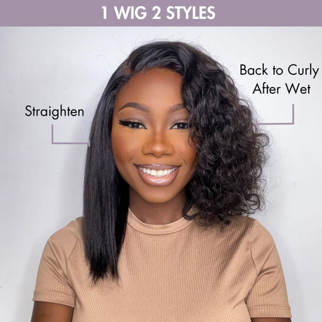 Wet and Wavy | Water Wave 4x4 Closure Lace Glueless Side Part Short Wig 100% Human Hair