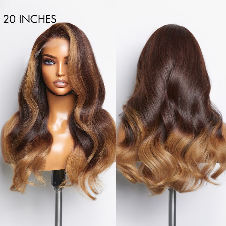 Blonde Ombre Highlights Loose Wave Glueless 5x5 Closure HD Lace Wig