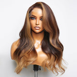 Blonde Ombre Highlights Loose Wave Glueless 5x5 Closure HD Lace Wig