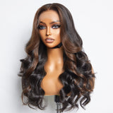 Classic and Chic Brown Highlights Loose Body Wave Glueless 5x5 Closure Lace Wig