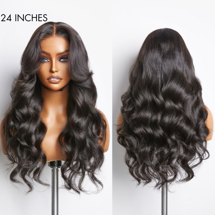 Face-Framing Curtain Bangs Body Wave Glueless 5x5 Closure HD Lace Wig