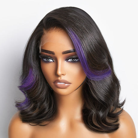 Purple Highlights Loose Wave Glueless 5x5 Closure HD Lace Wig