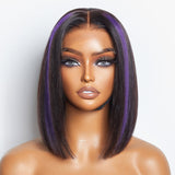 Purple Highlights Glueless 5x5 Closure HD Lace Bob Wig