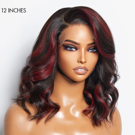 Red Highlight Bouncy Loose Wave Glueless 5x5 Closure HD Lace Wig