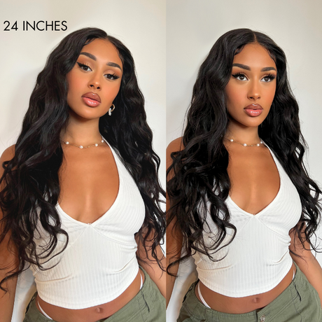 Jet Black Loose Body Wave Glueless 5x5 Closure Lace Wig 100% Human Hair