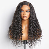 Boho-Chic | Natural Black Flowy Bohemian Curly 13x4 Frontal Lace C Part Long Wig 100% Human Hair