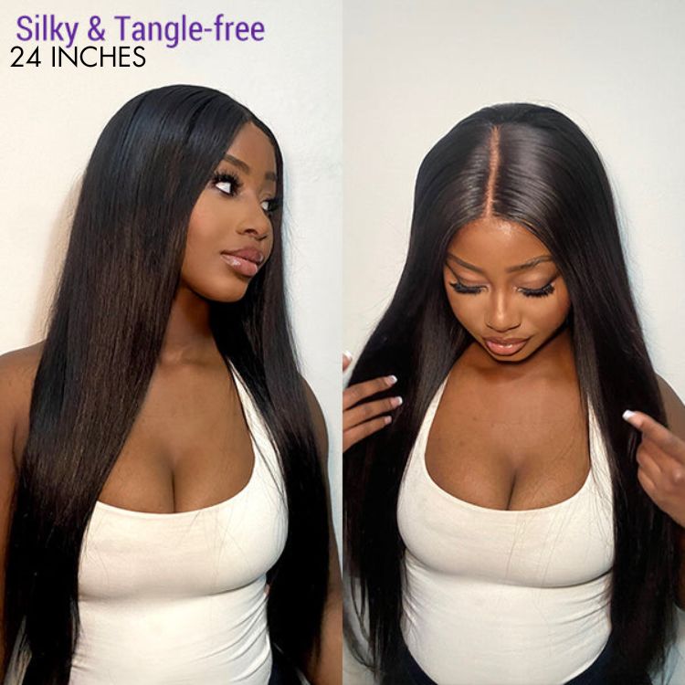 Silky Straight 360 Lace Long Wig 100% Human Hair Pre-bleached & Pre-plucked