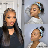 Put On & Go Silky Straight Headband Wig Beginner Friendly 100% Human Hair (Get Free Trendy Headbands)