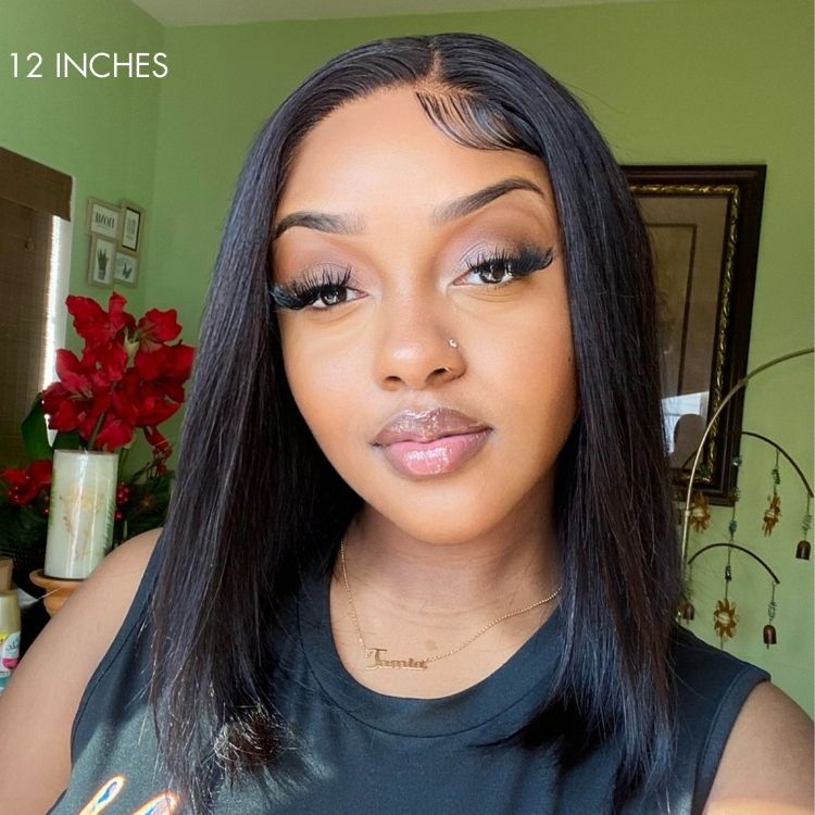 Effortless Straight 4x4 Closure Lace Glueless Mid Part Long Wig 100% Human Hair