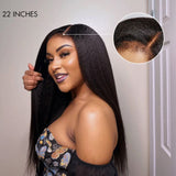 Special Deal | 4C Edges | Natural Black Kinky Edges Kinky Straight 5x5 Closure Glueless Long Wig