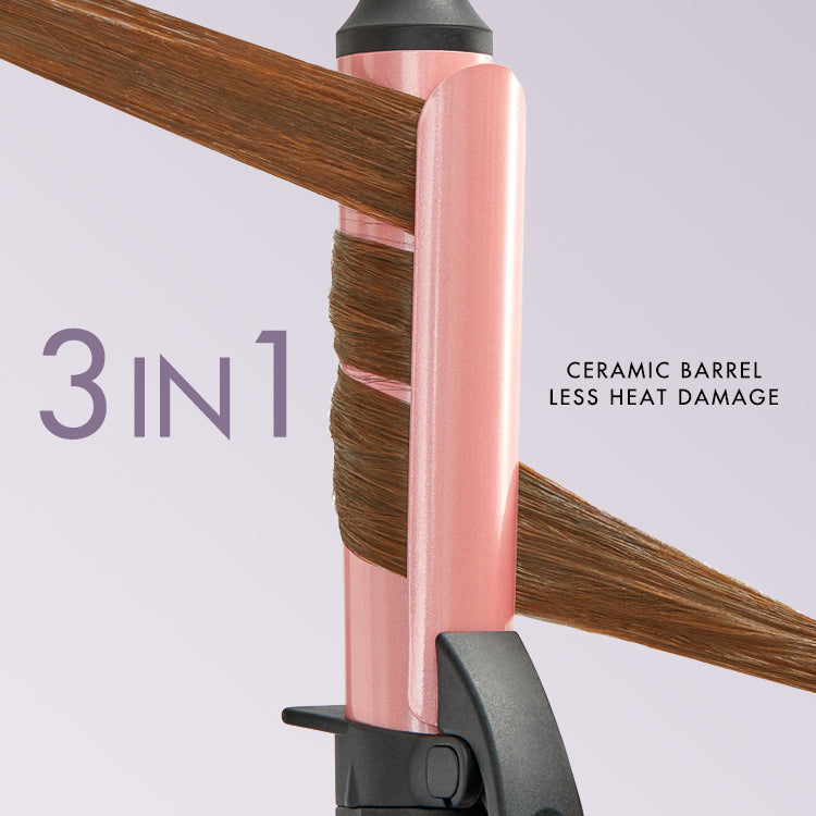 3 in 1 Instant Heating Curling Iron Set with Interchangeable Straightener for All Hair Types